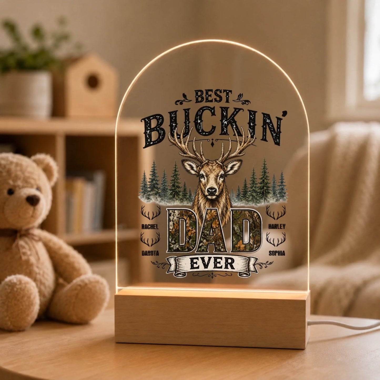 Personalized LED Night Light for Dad – Bedside Table Home Decor Father's Day Gift