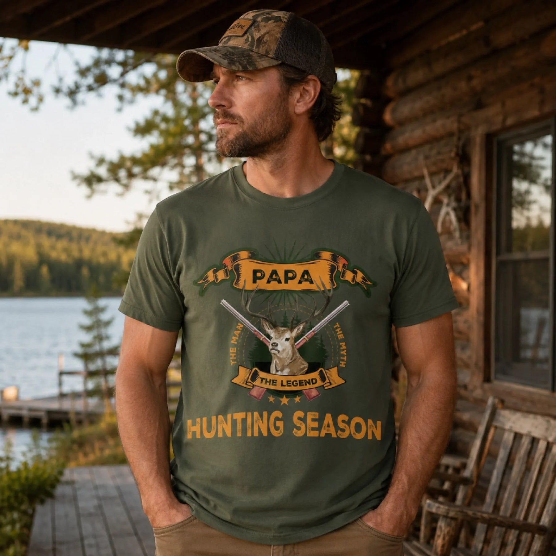 Personalized Papa Hunting T-Shirt – Outdoor Gift for Father