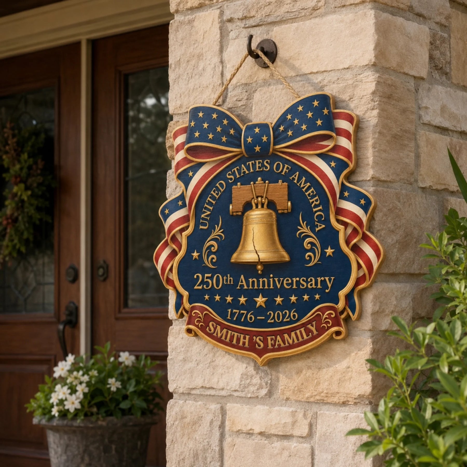 Personalized patriotic wooden sign – perfect Independence Day gift for family