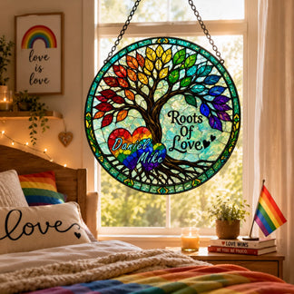 Pride Month Gift Suncatcher with Rainbow Colors Hanging Window Ornament