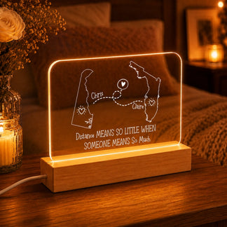 rectangular acrylic lamp with custom state to state map design