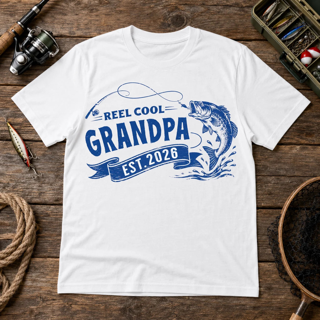 Reel Cool Dad Personalized Fishing T-Shirt with Custom Title – Father's Day Gift