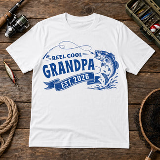Reel Cool Dad Personalized Fishing T-Shirt with Custom Title – Father's Day Gift