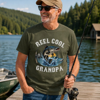 Personalized fishing gift for grandpa – custom title t-shirt mockup by Jollimate