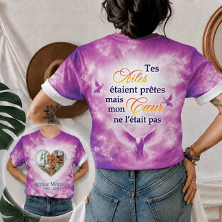 T-shirt deuil personnalise avec photo, colombes et citation Tes Ailes etaient pretes mais mon Coeur ne l etait pas.
