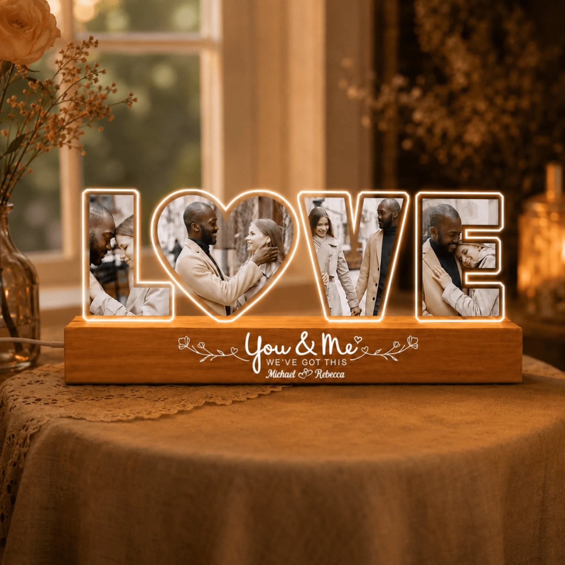 You and Me We Got This personalized LED night light with couple names